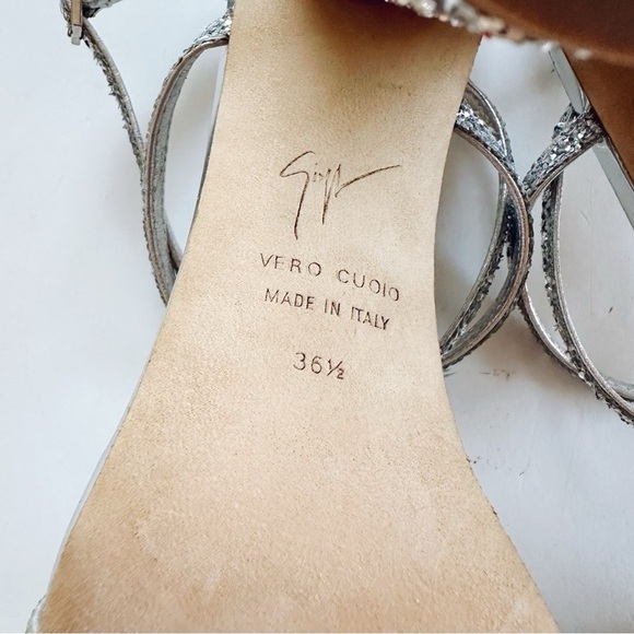 Giuseppe Zanotti Tara Block-Heel Glitter Sandals in Silver - Picture 11 of 15